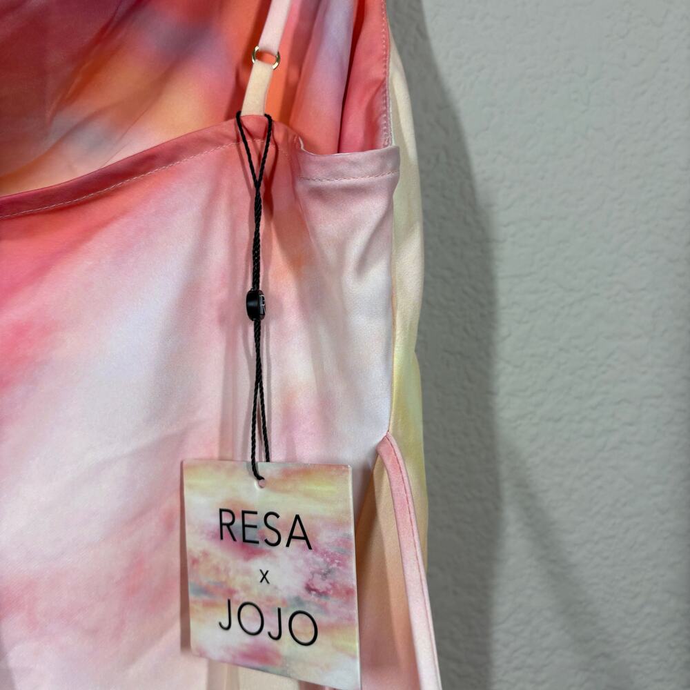 Resa x Jojo Medium Naomi Mini Slip Dress Pink Soraya Tie Dye Watercolor - Picture 10 of 10